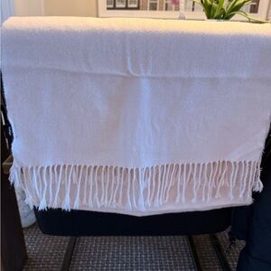 Indigo Soft Cream Fringe Scarf